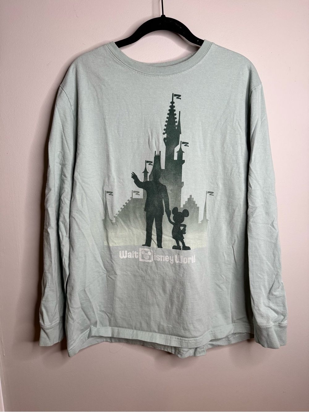 Walt Disney World Magic Kingdom Silhouette Mickey Mouse T Shirt Mint Green - L